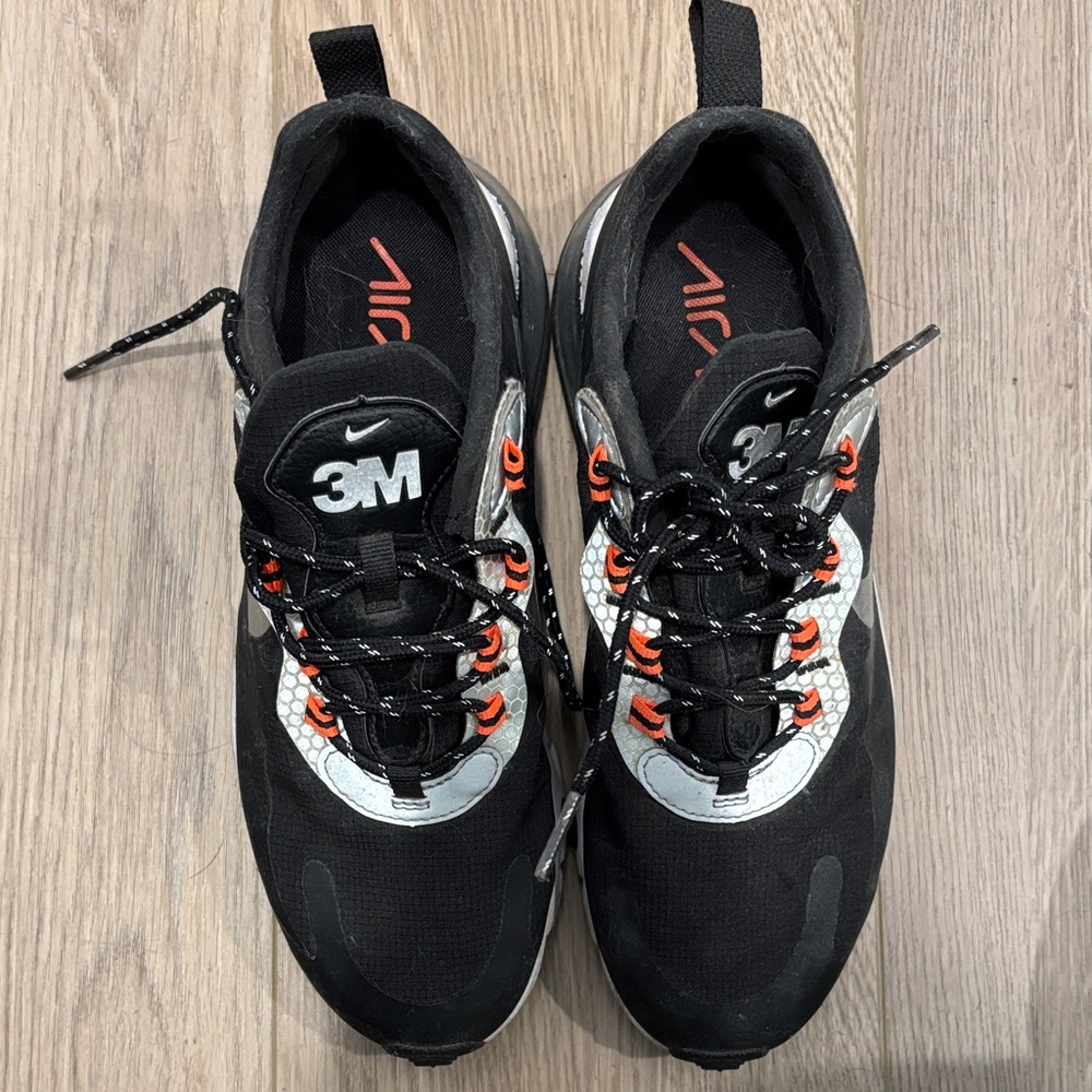 Nike Men's Black and Silver Sneakers with Orange Accents